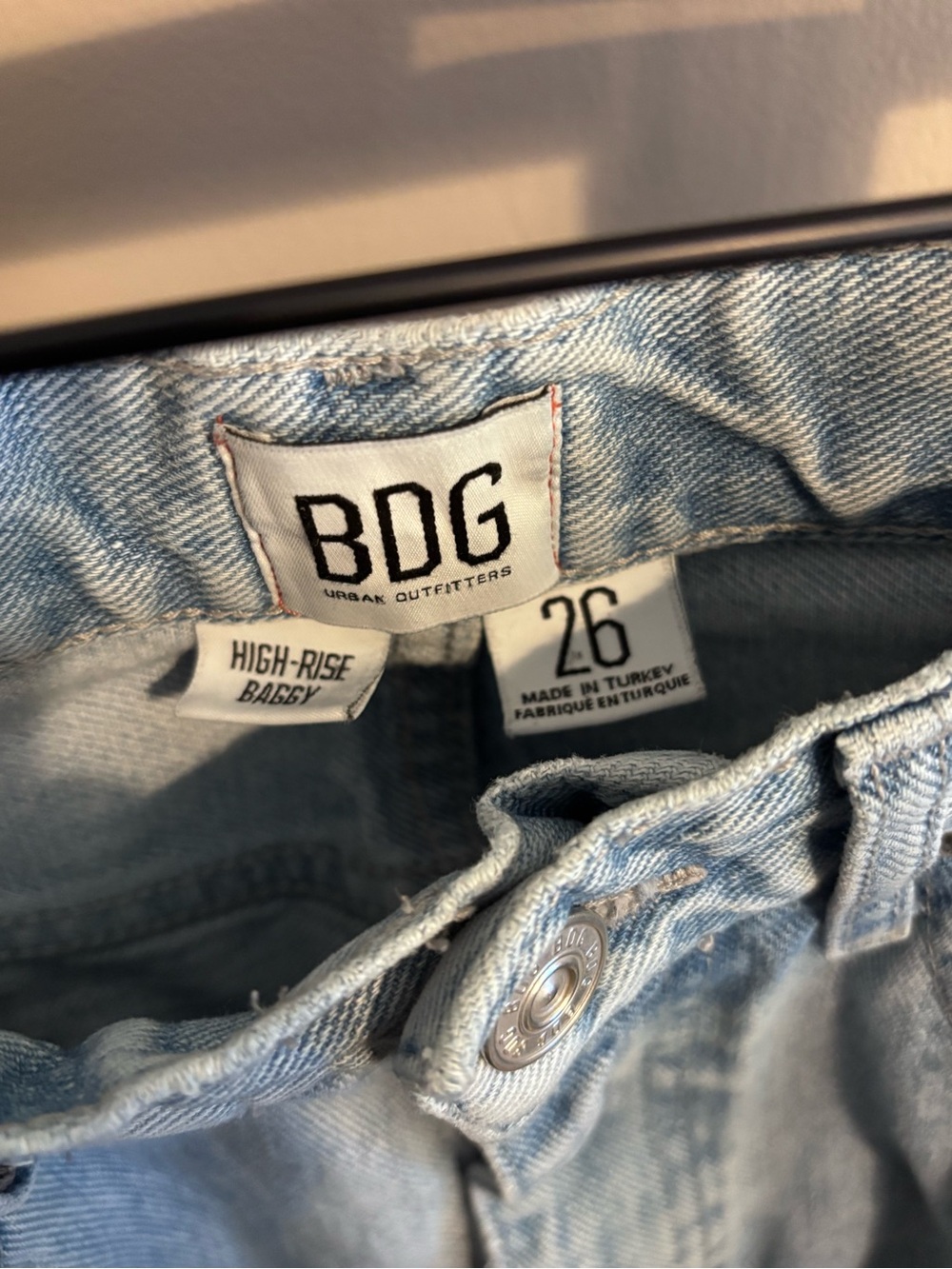Urban Outfitters BDG Light Blue Distressed High Rise Mom Jeans Denim Edgy - Picture 9 of 11